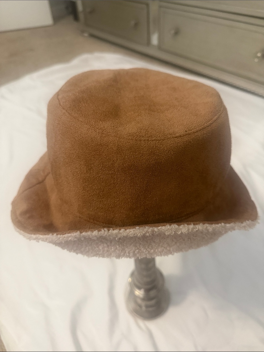 Sonoma Women's Tan Suede-Look Bucket Hat.